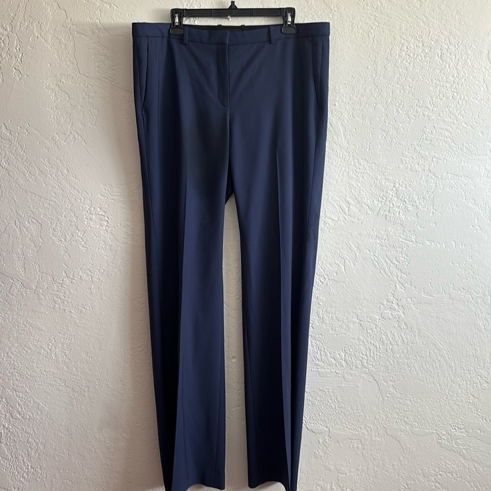 NWT Theory Demitria 4 Sea Blue traceable Wool flat front creased pants trousers